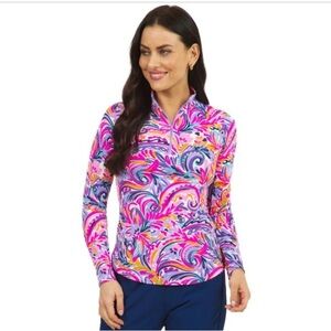New with Tags! Colorful Grizzly Ranch Quarter Zip Sun Protective Golf Shirt